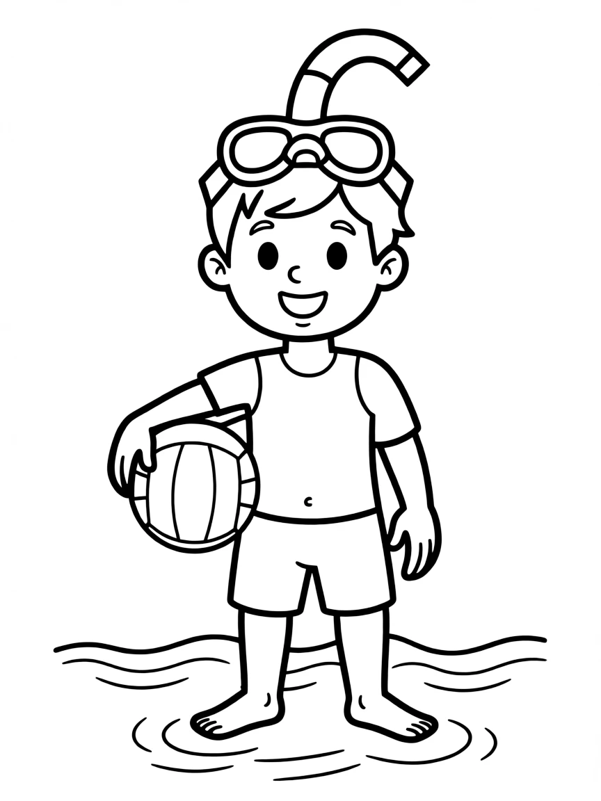 A water polo player wearing a funny snorkel.