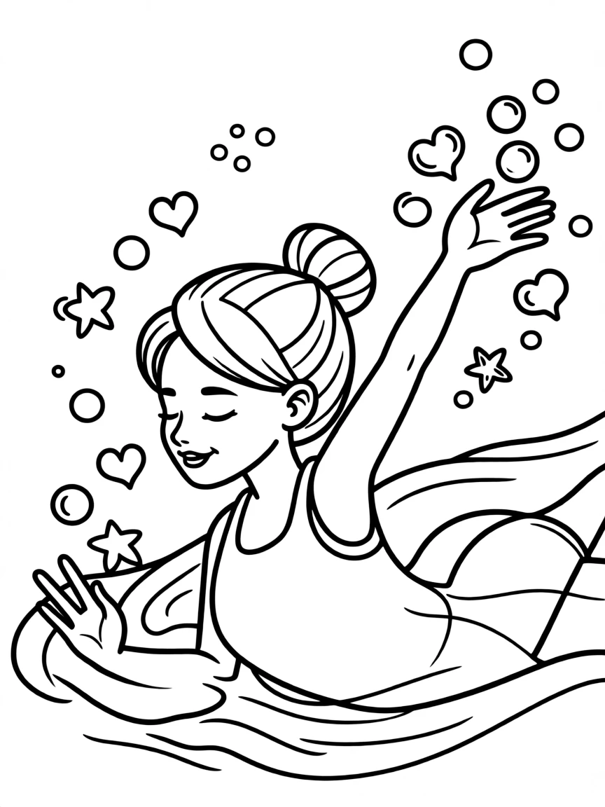 A synchronized swimmer making bubble patterns.