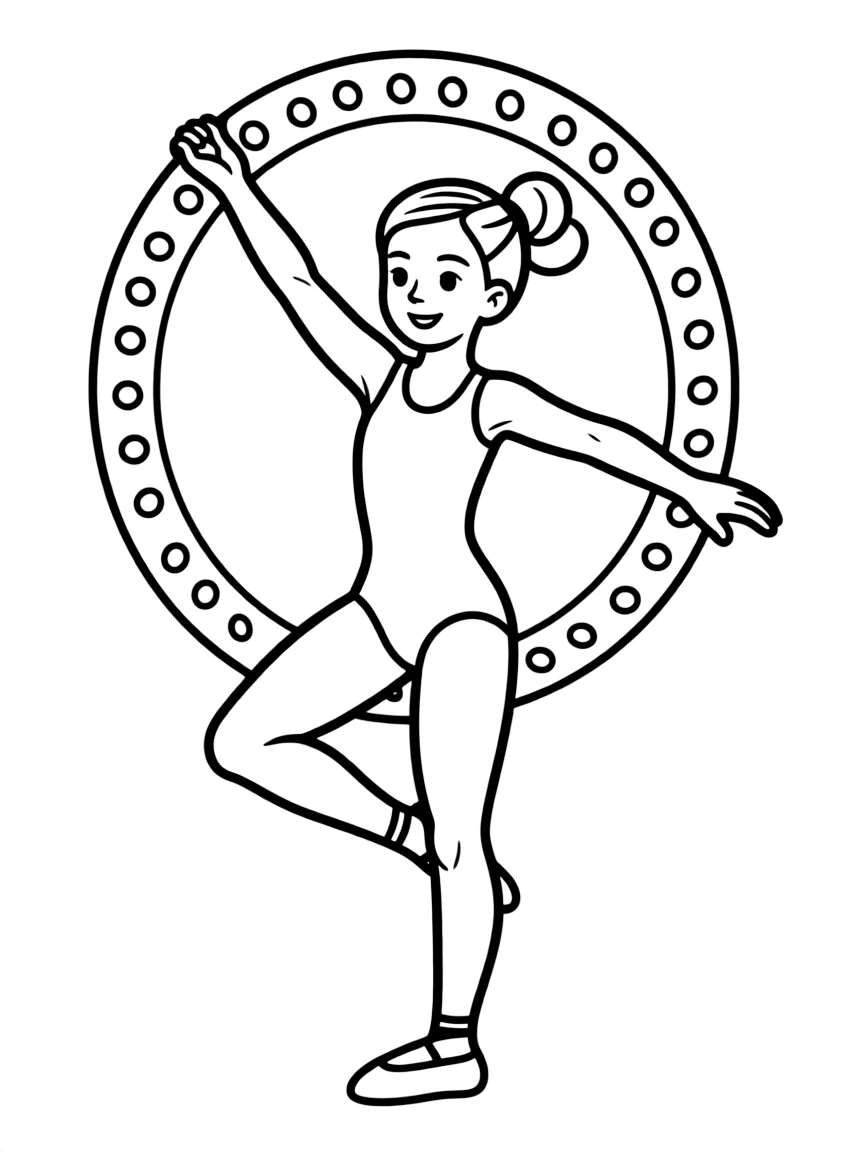 A rhythmic gymnast playing with a hula hoop that lights up.