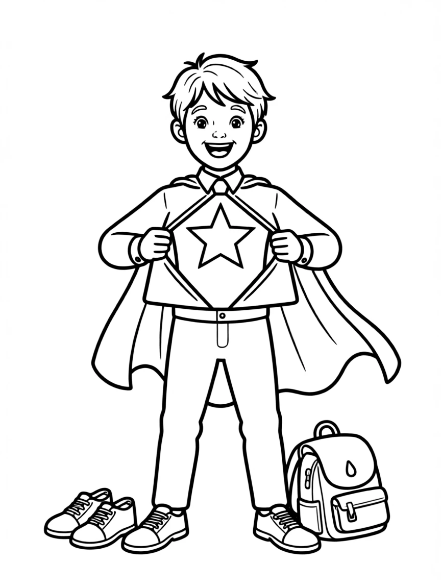 A uniform transforming into a superhero costume.