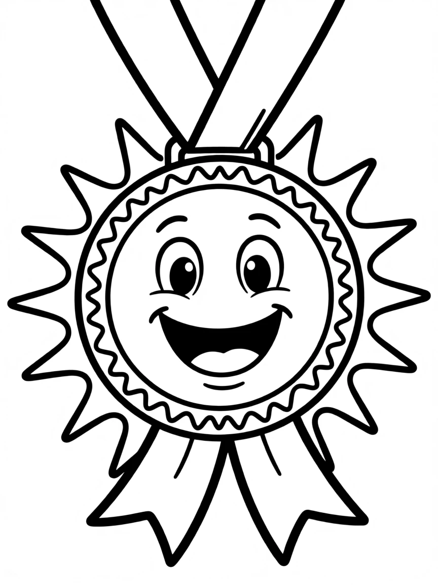A medal glowing with happiness.