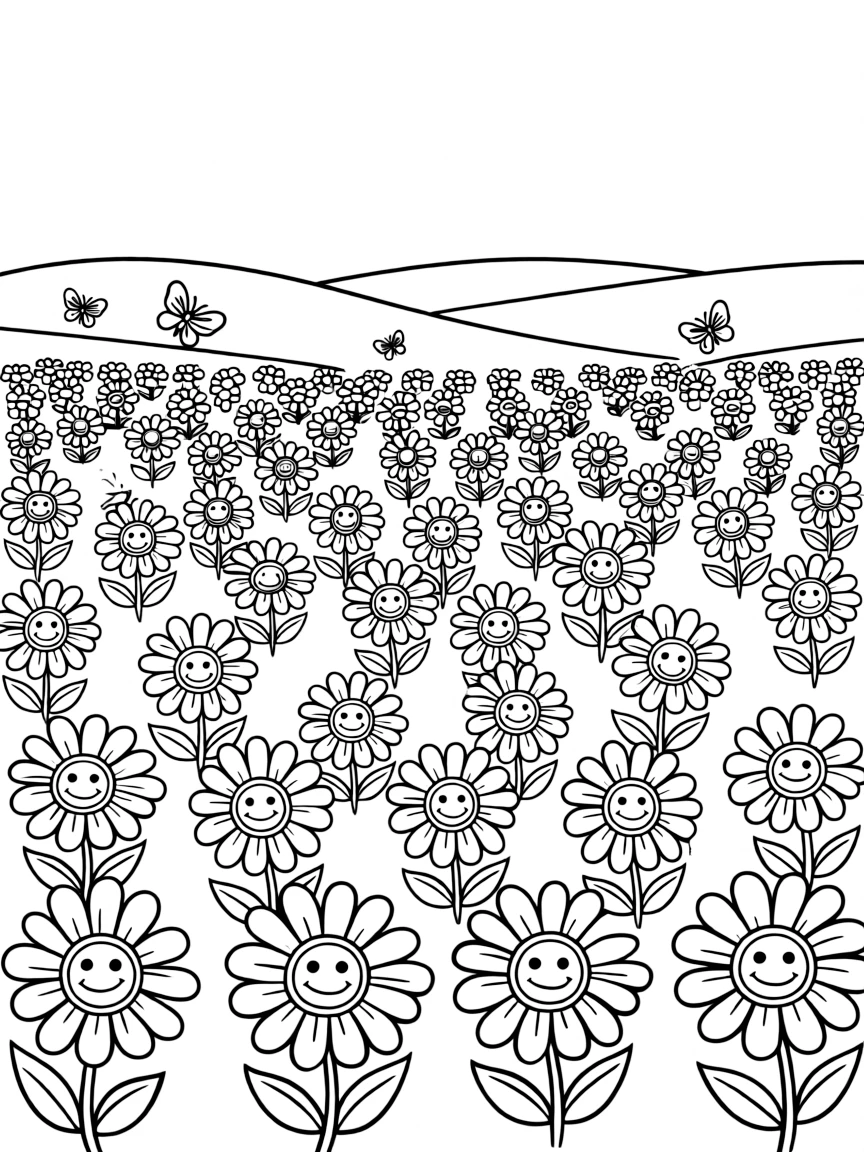 A field with dancing flowers.