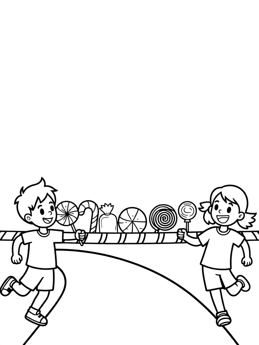 A finish line tape made of candy.