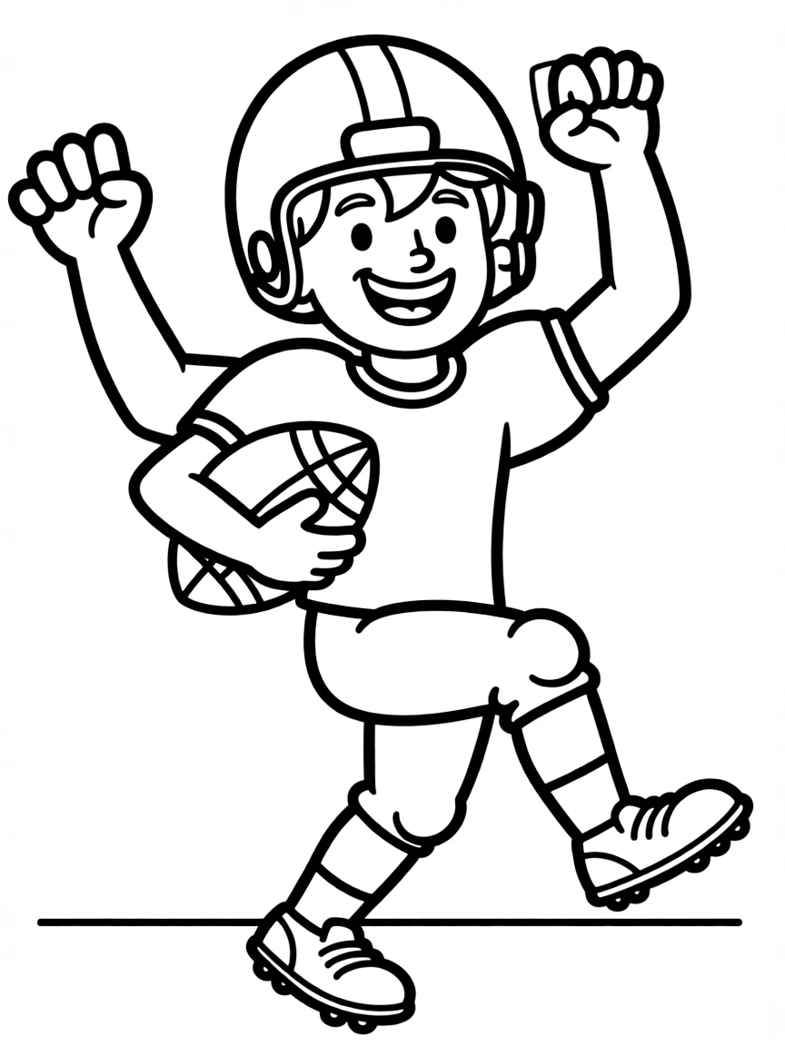 A football player making a funny touchdown dance.