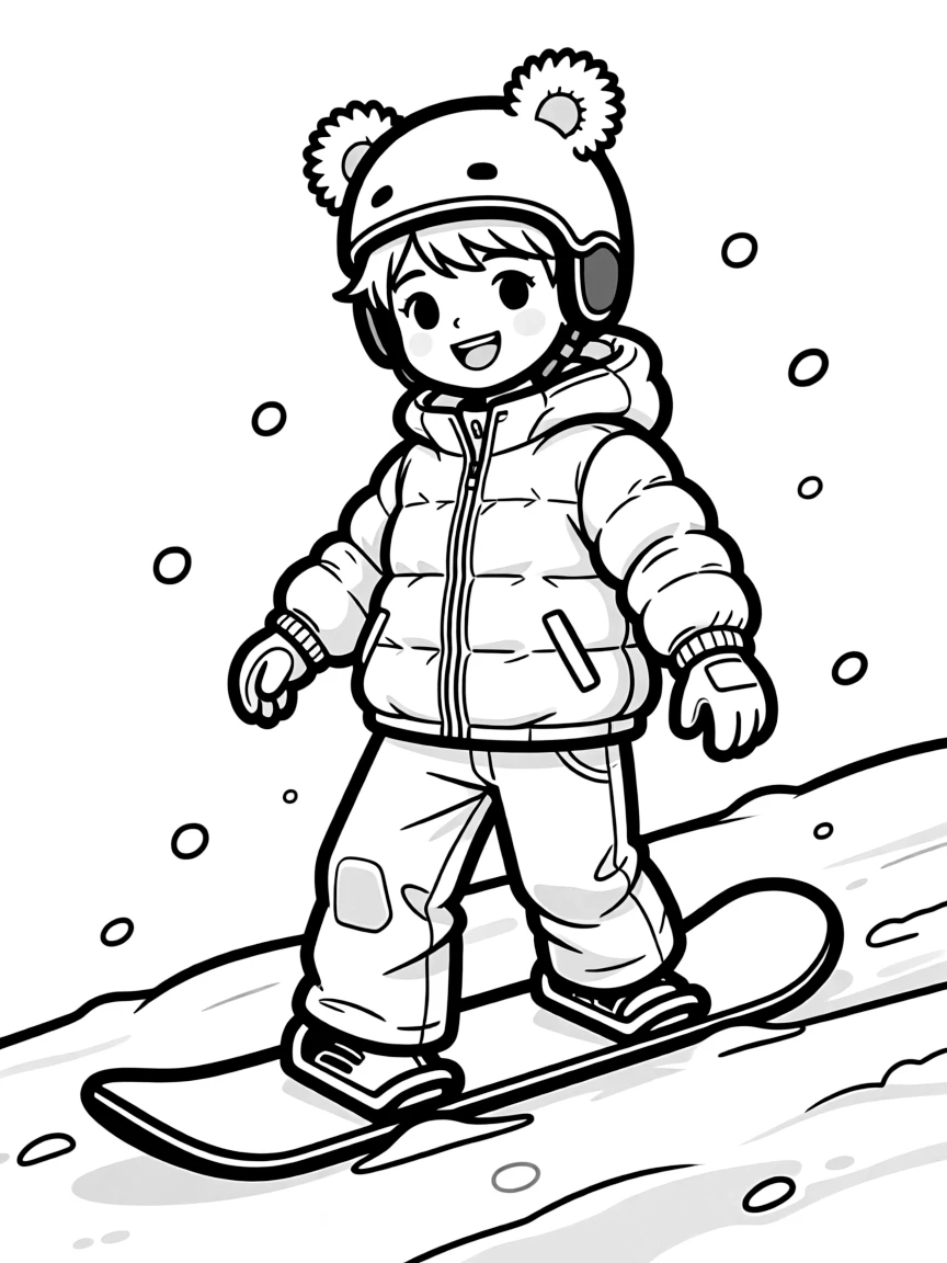 A snowboarder wearing a helmet with fluffy animal ears.