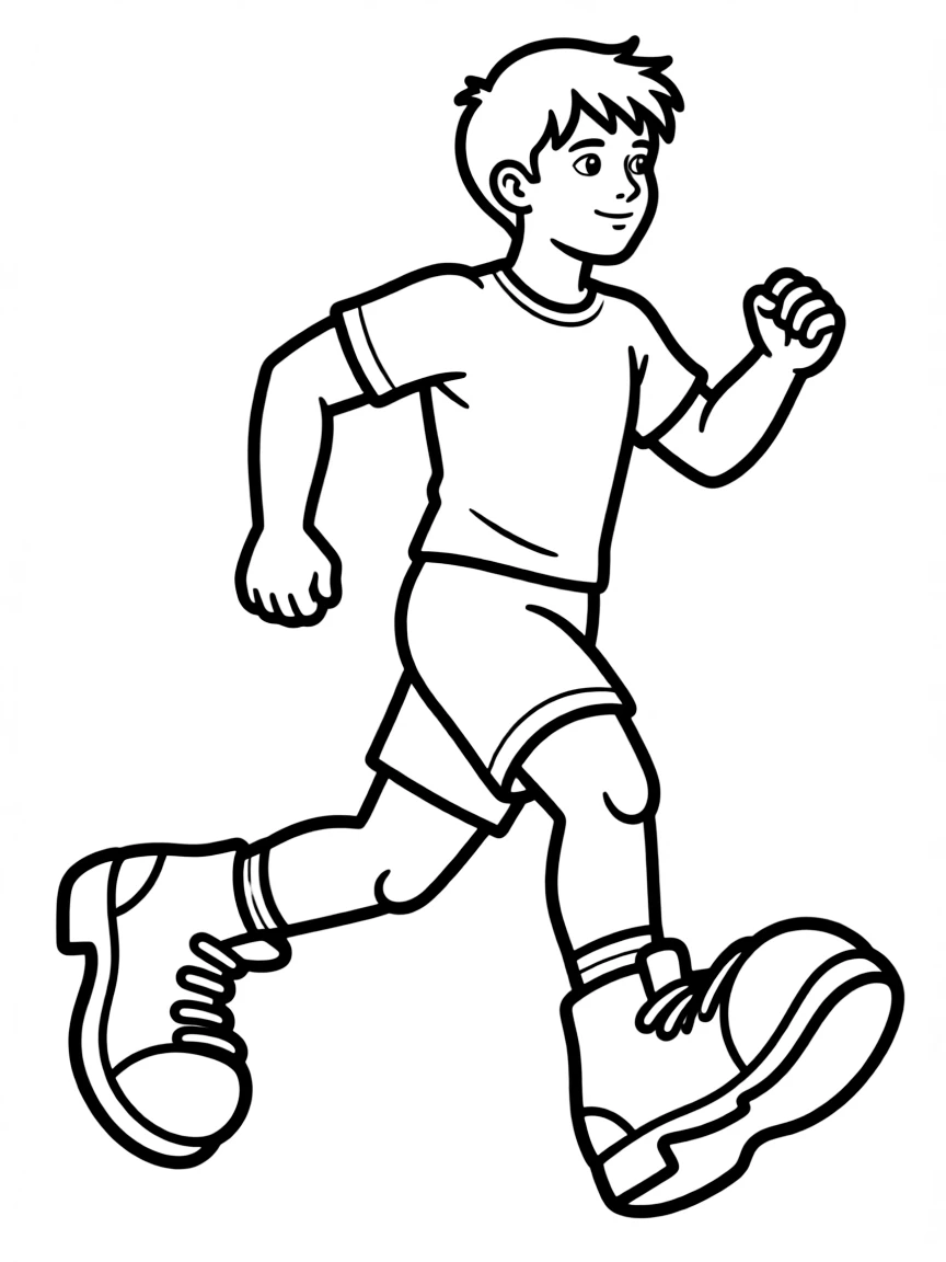 A race walker with very long, floppy shoes.
