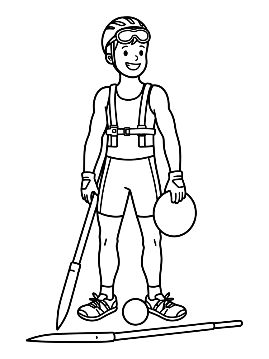 A decathlete trying on all their different sports gear at once.