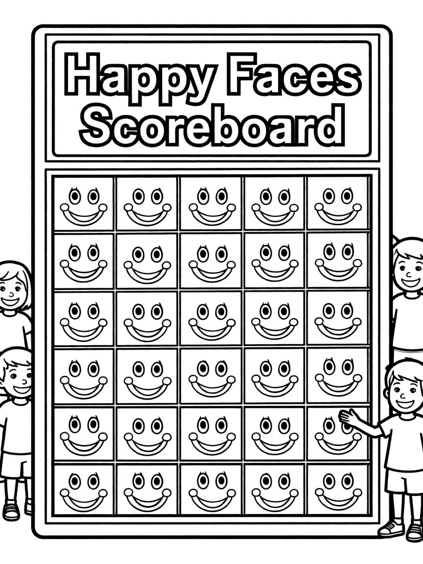 A scoreboard showing only happy faces.