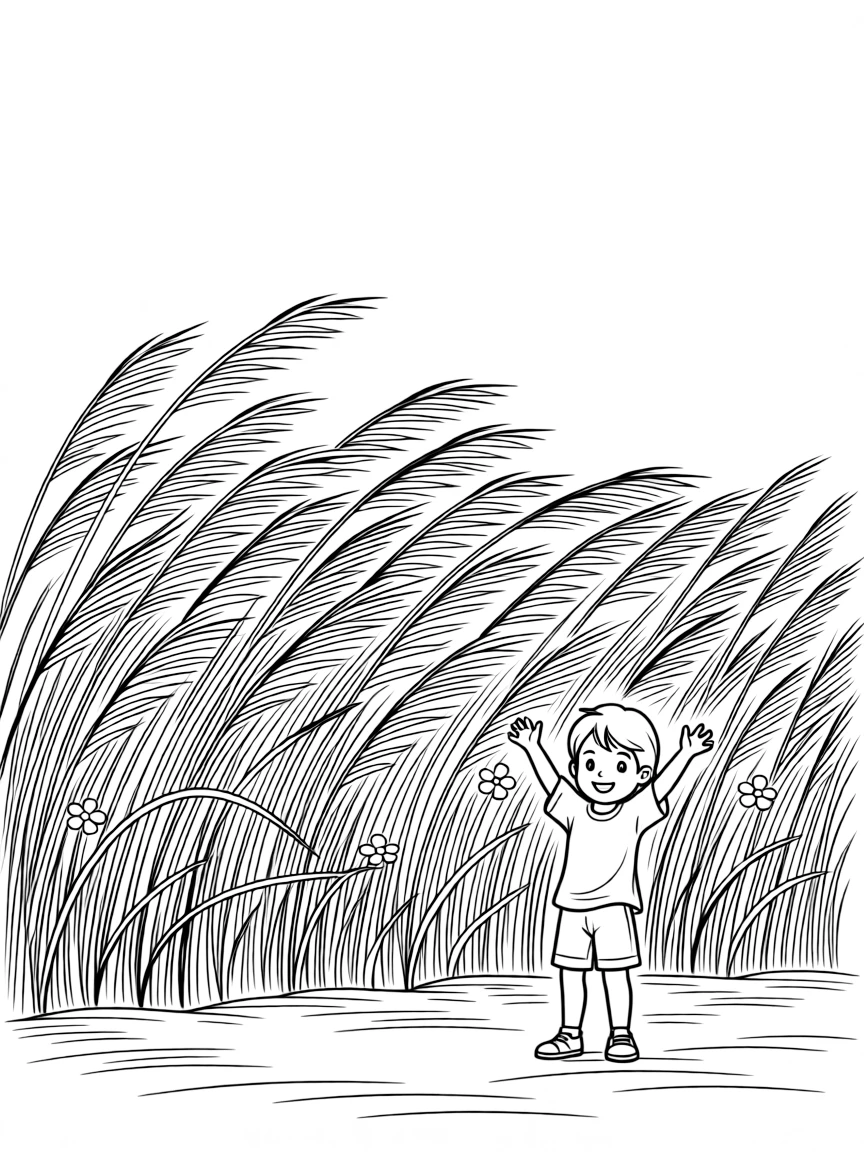 A field with dancing blades of grass.