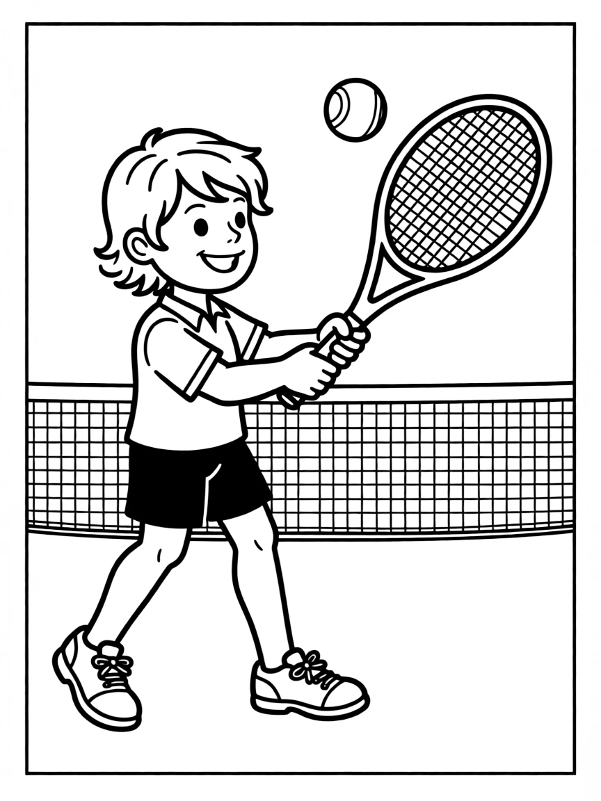A tennis player doing a happy volley.