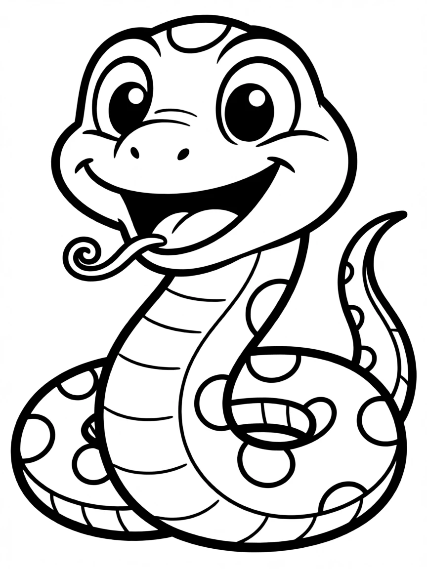 A snake making a funny face with a big smile.