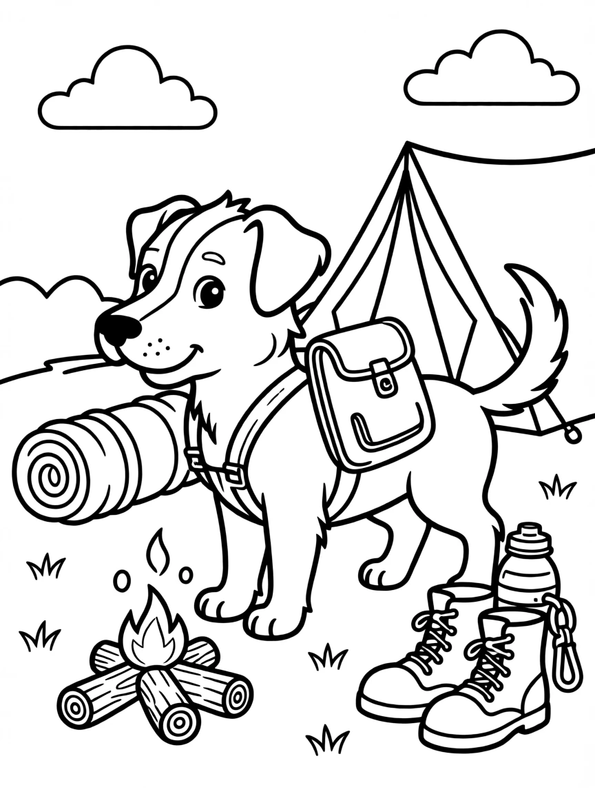A dog wearing a tiny backpack, going on a camping trip.