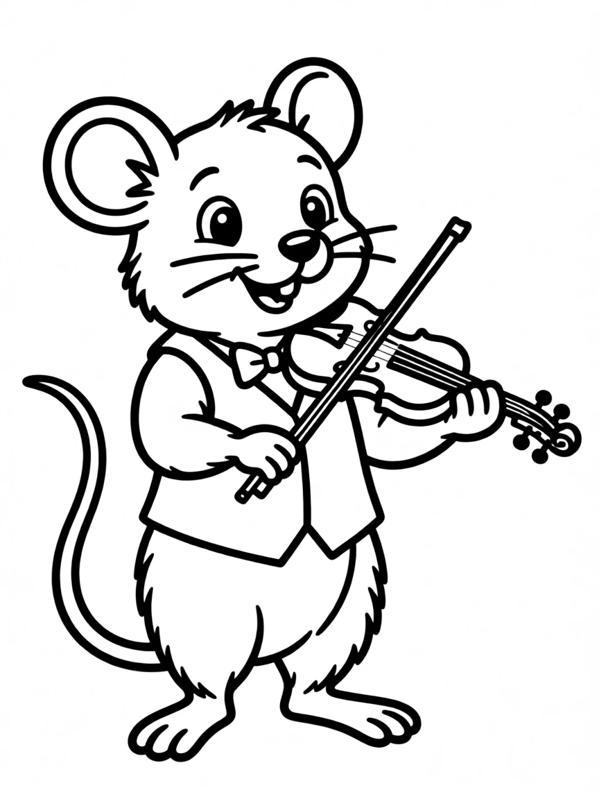 A rat playing a miniature violin.
