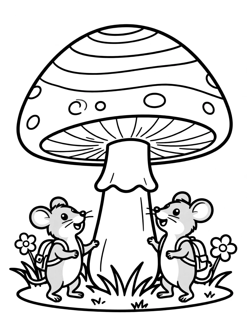 A rat exploring a giant, friendly mushroom.