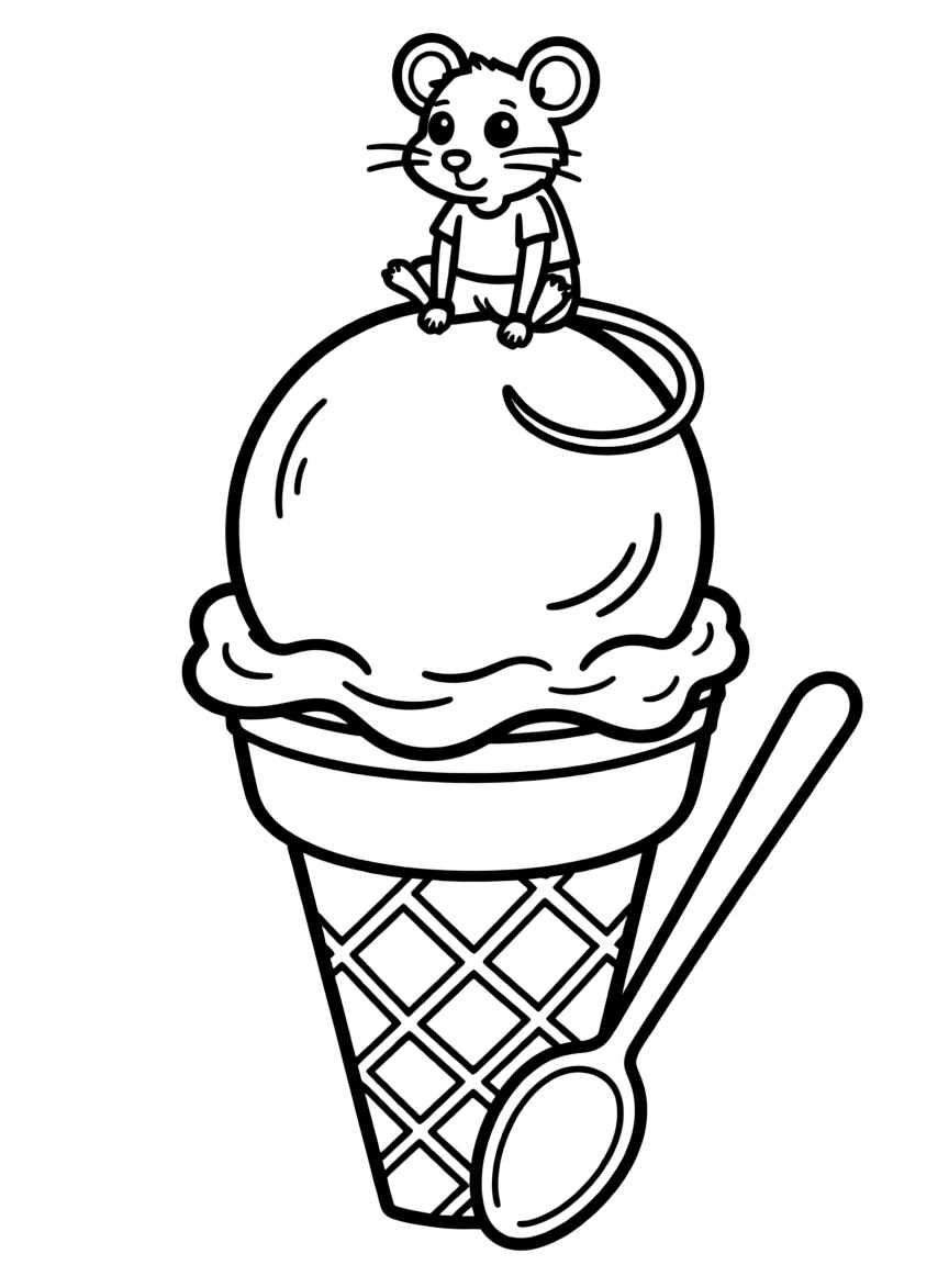 A rat sitting on a giant ice cream cone.