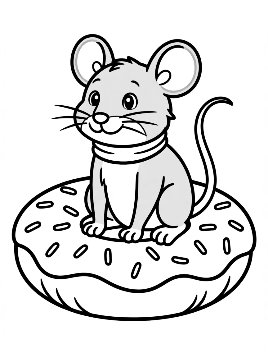 A rat sitting on a giant donut.