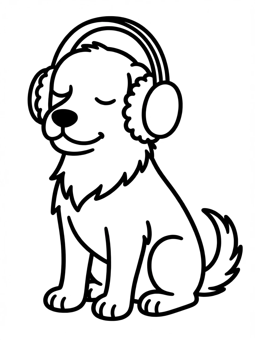 A dog wearing tiny earmuffs, enjoying a quiet moment.