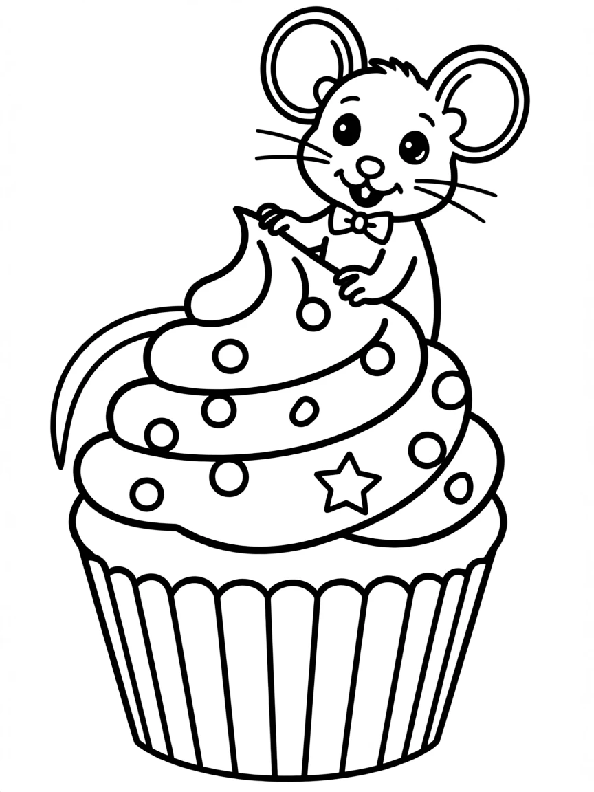 A rat sitting on a giant cupcake.