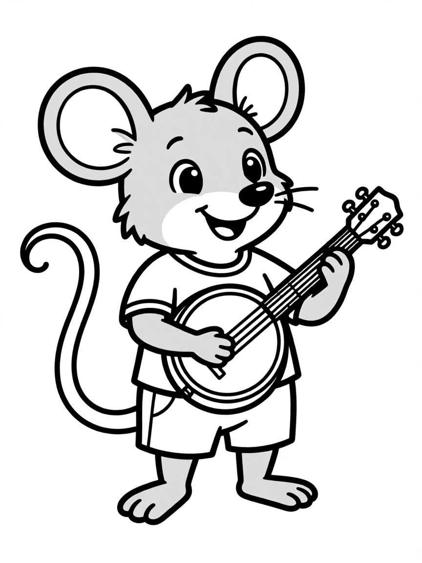 A rat playing a tiny banjo.