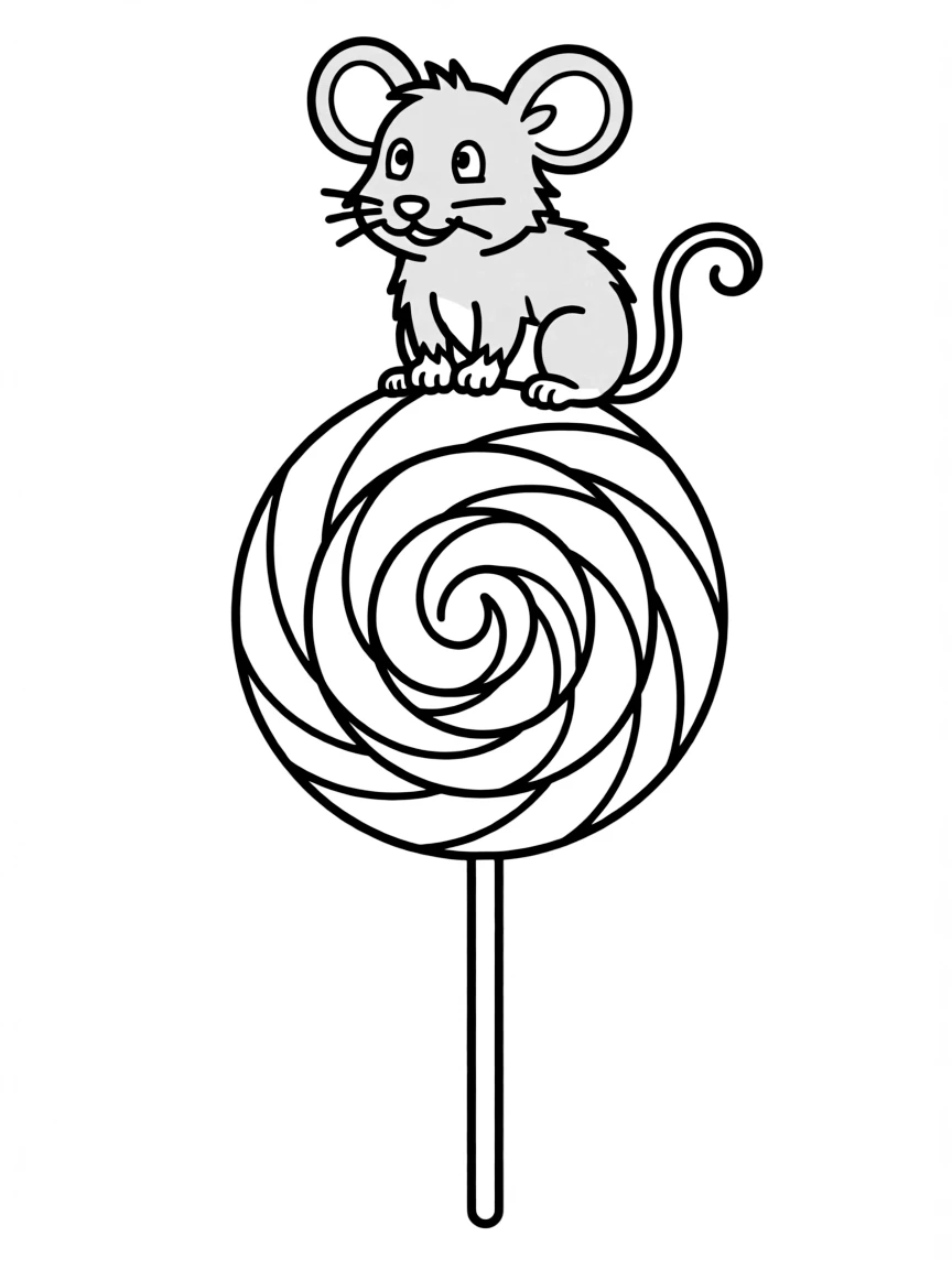 A rat sitting on a giant lollipop.