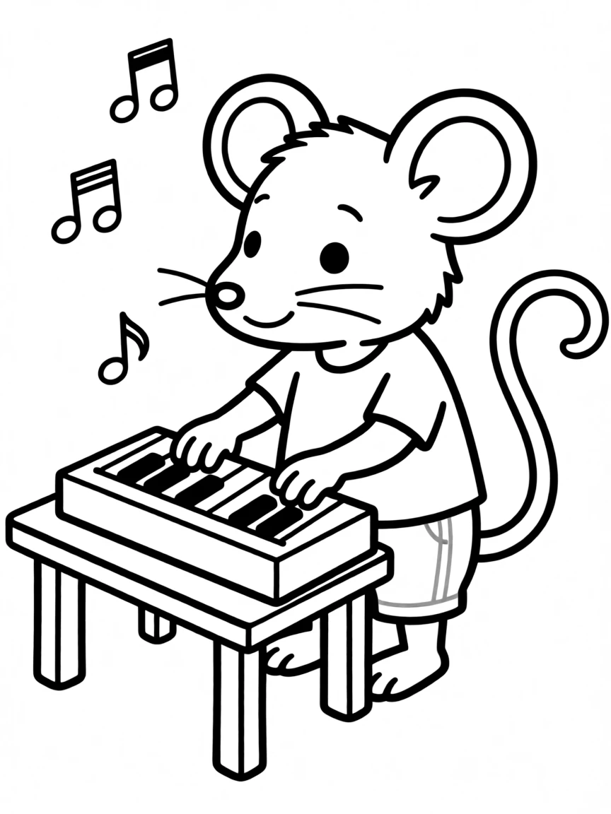 A rat playing a tiny keyboard.