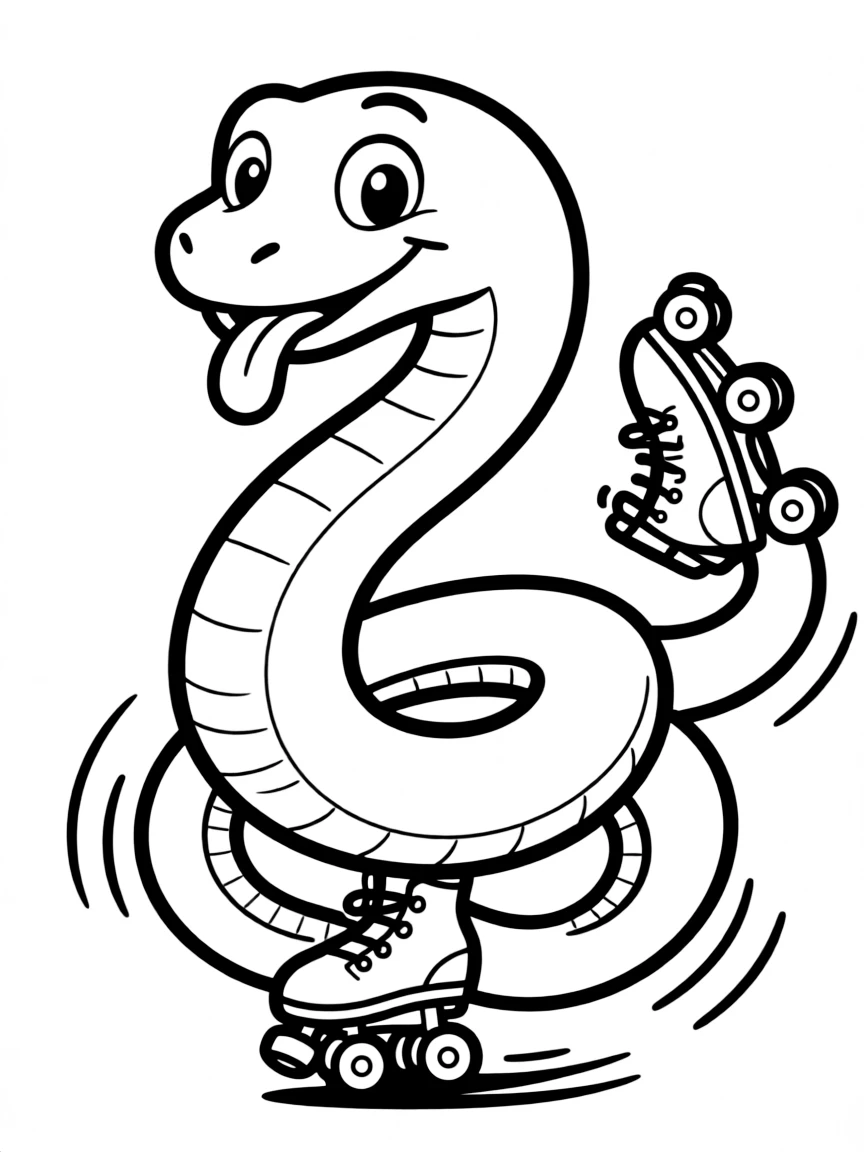 A snake wearing tiny roller skates, performing a dance routine.