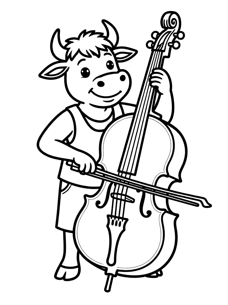 An ox playing a giant cello.
