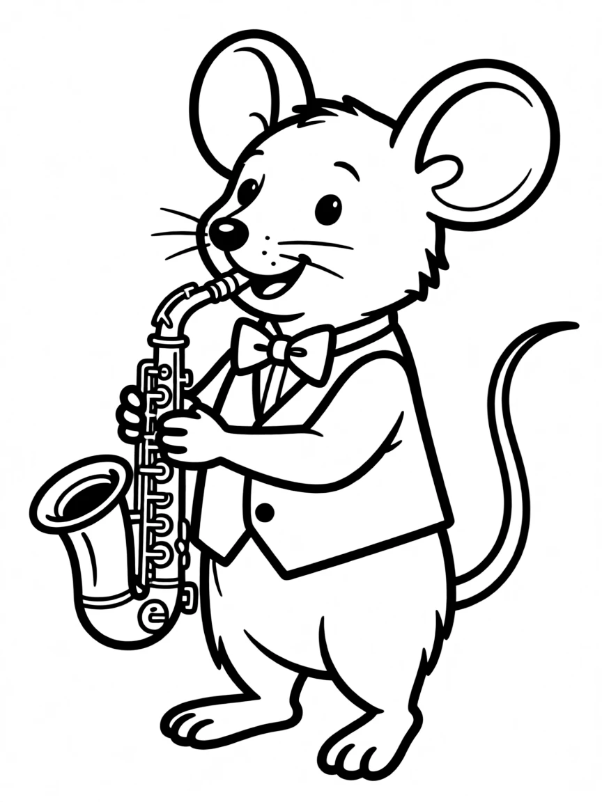 A rat playing a tiny saxophone.