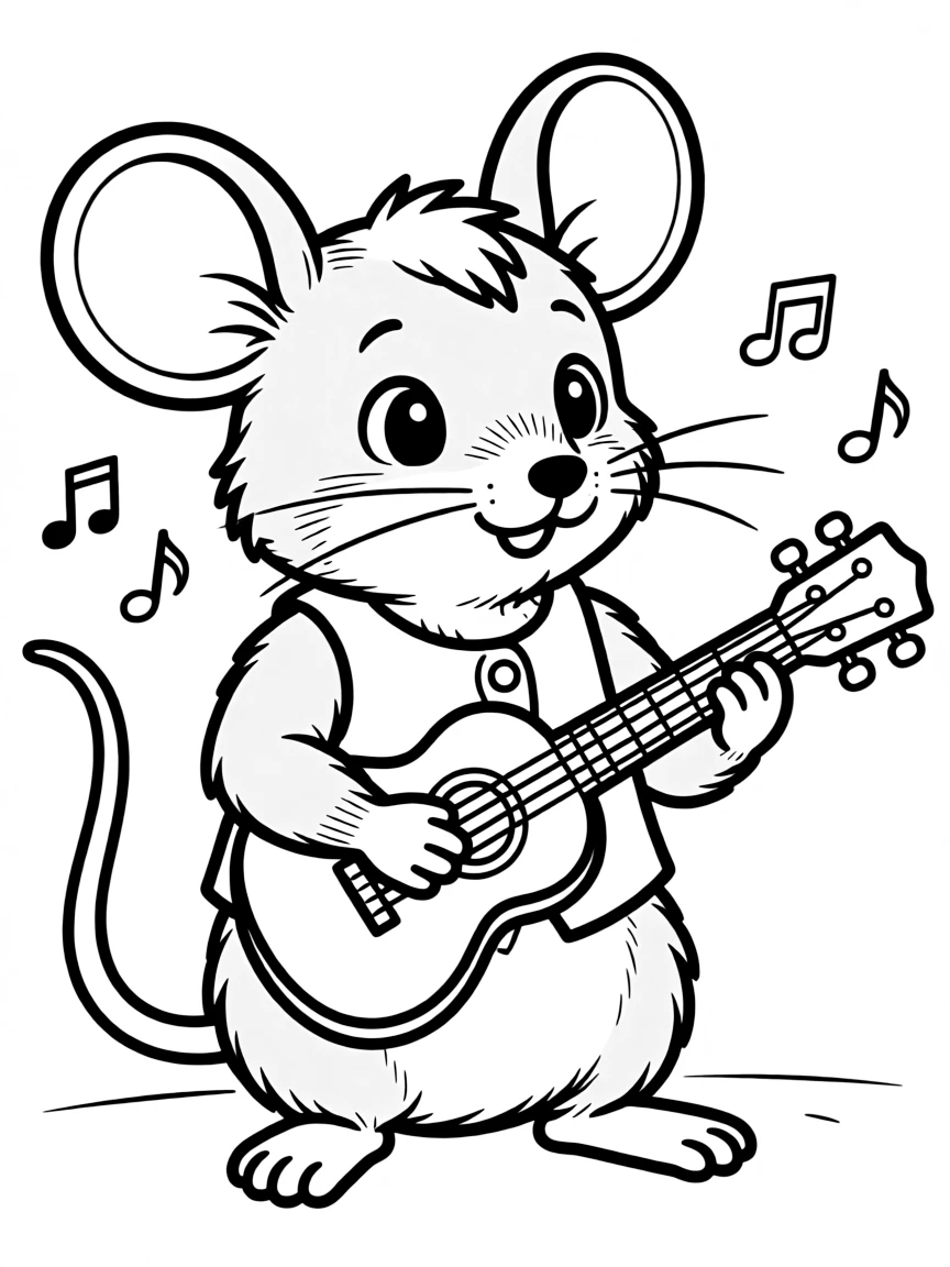 A rat playing a tiny ukulele.