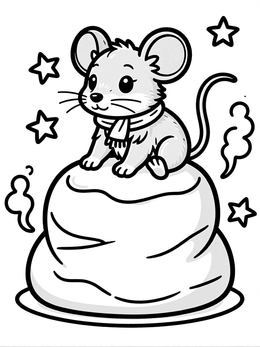 A rat sitting on a giant marshmallow.