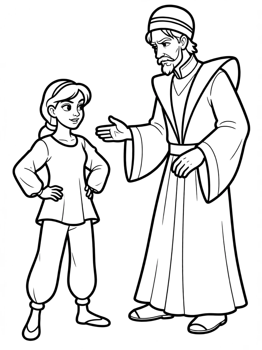 Jasmine looking defiant as Jafar tries to control her.