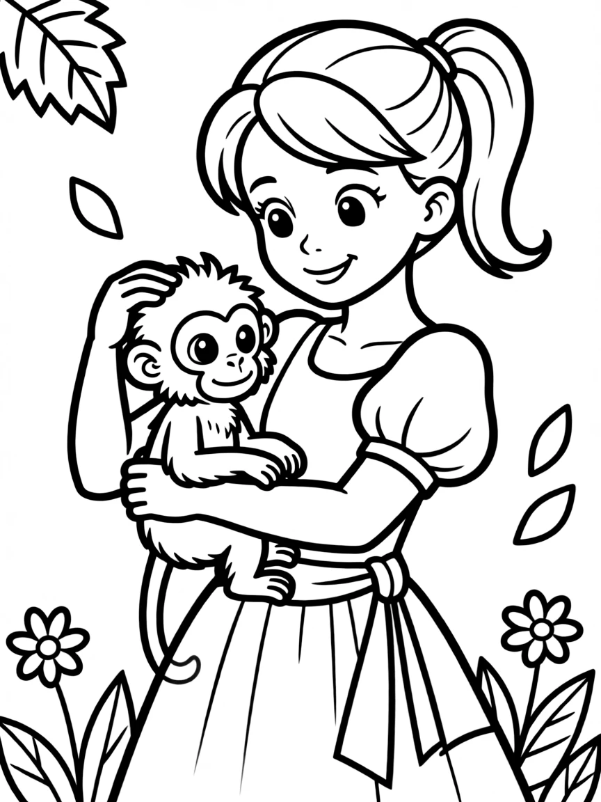 Jasmine holding Abu, patting his head gently.