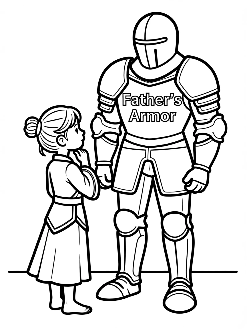 Mulan looking at her reflection in her father's armor, thoughtful.