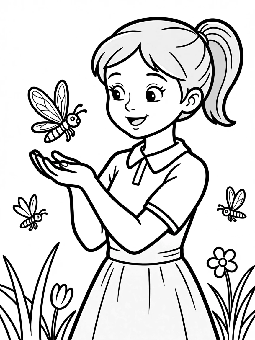 Tiana holding a glowing firefly in her hand, looking inspired.
