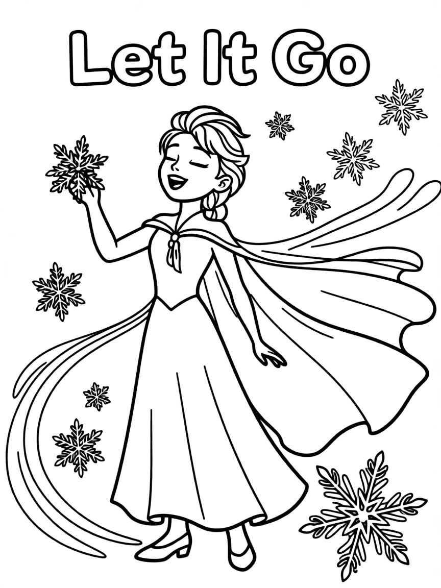 Elsa singing "Let It Go," empowered and confident.