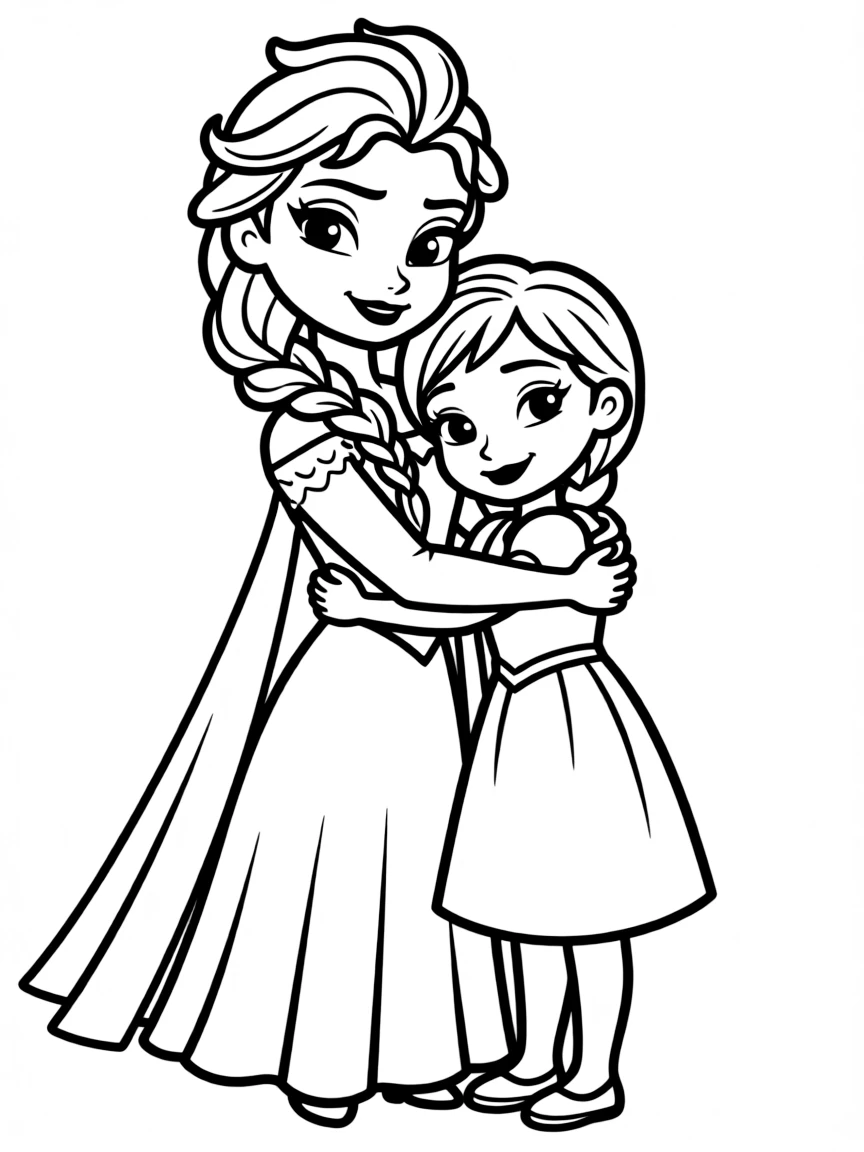 Elsa comforting Anna, showing sisterly love.