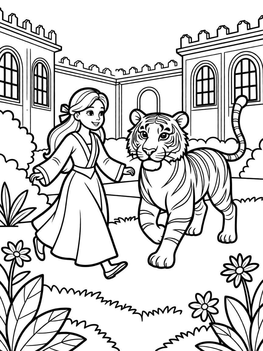 Jasmine and Raja playing a gentle game of chase in the palace gardens.