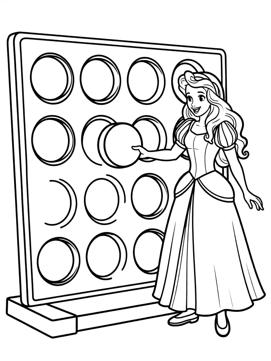 A Disney princess playing a giant game of connect four.