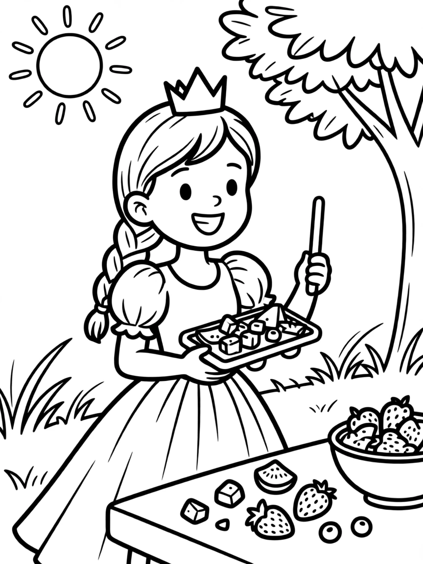 A princess making a delicious, fruity popsicle on a hot day.