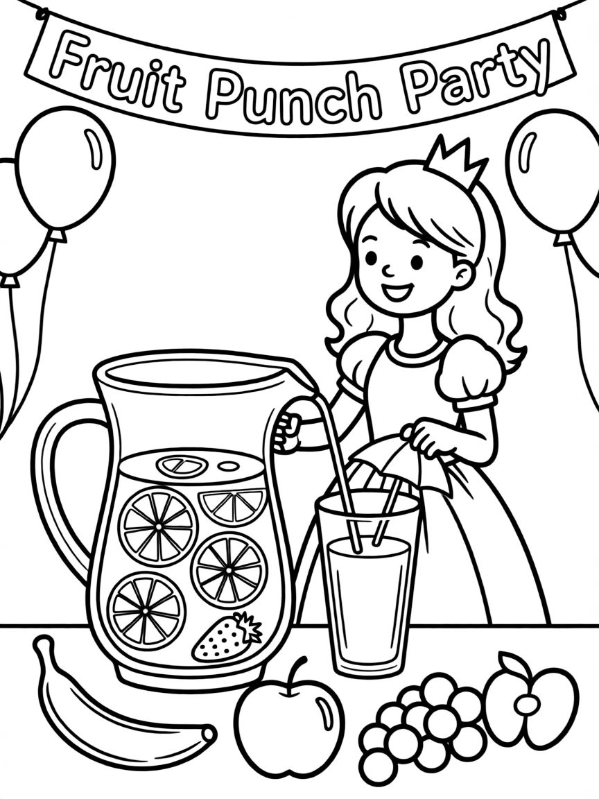 A princess making a delicious, colorful fruit punch.