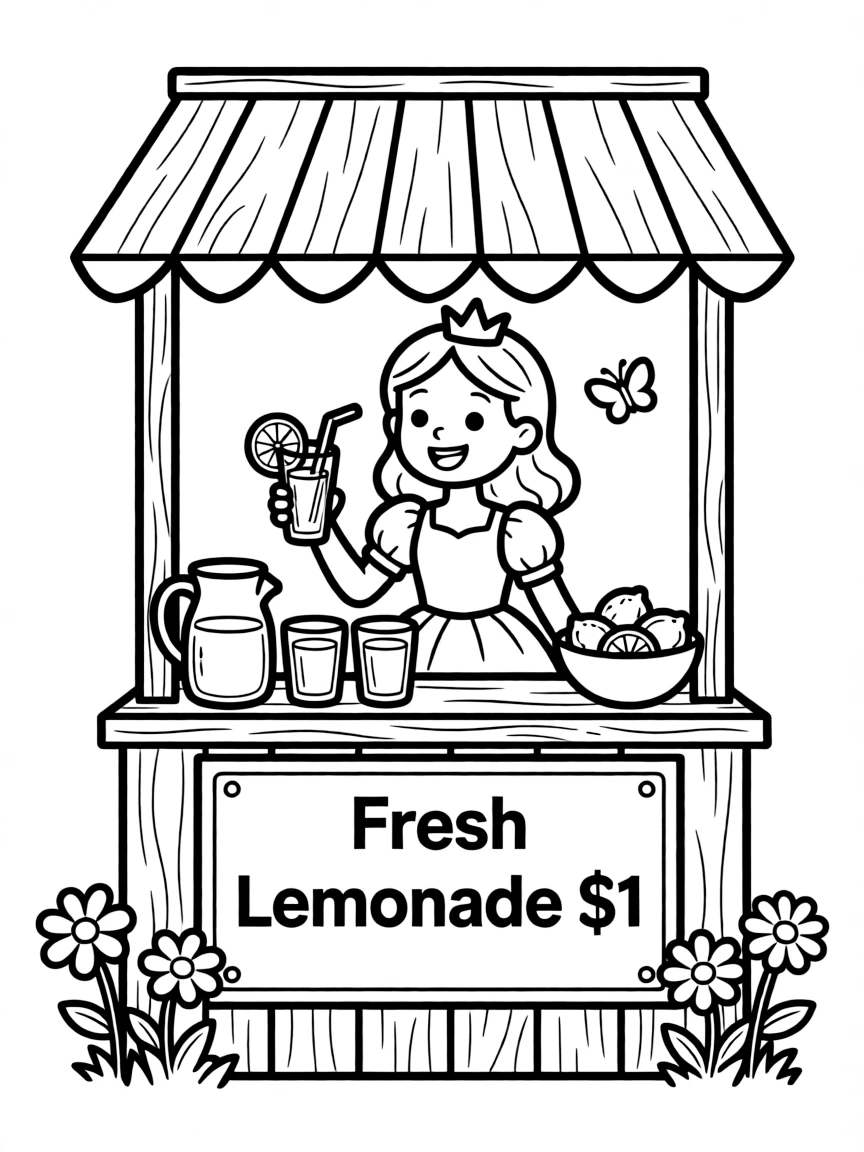 A princess making a delicious, refreshing lemonade stand.