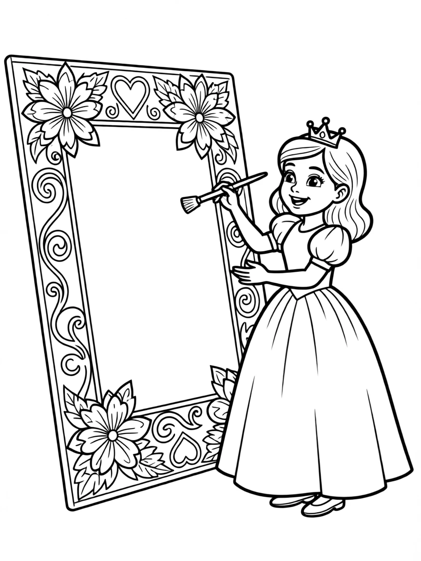 A princess making a beautiful, hand-decorated frame.