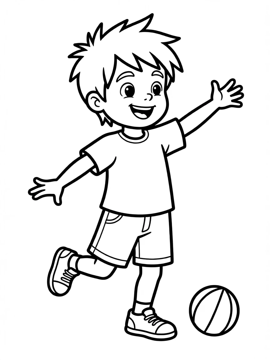 A boy with a spiky haircut, looking playful.
