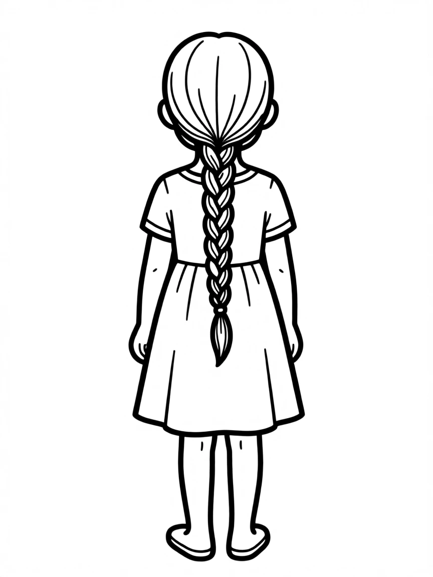 A single long braid flowing down a girl's back.