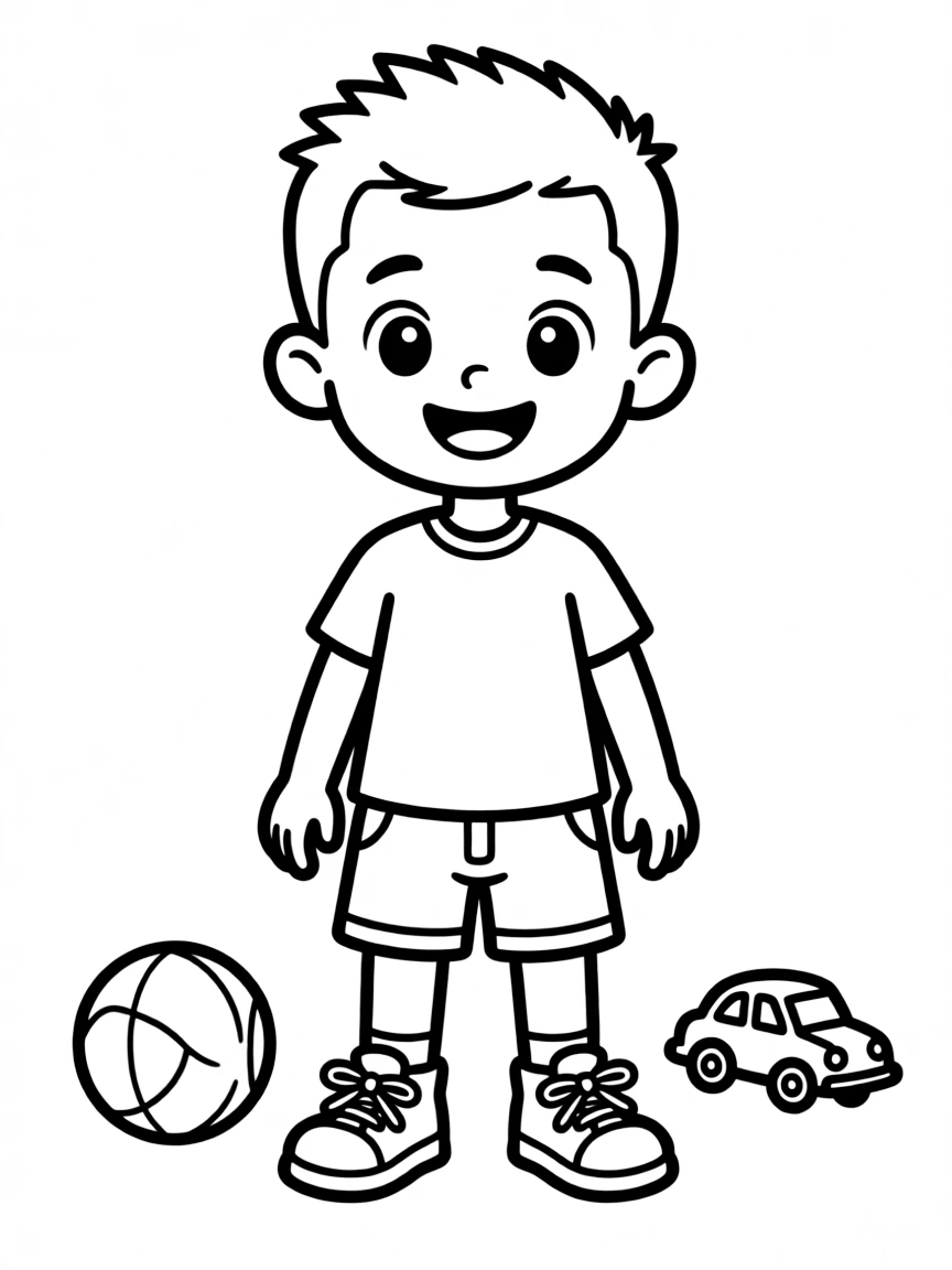 A boy with a buzz cut.