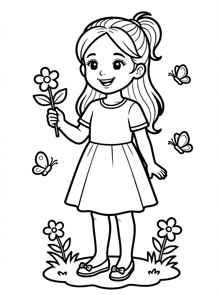 A girl with a half-up, half-down hairstyle.