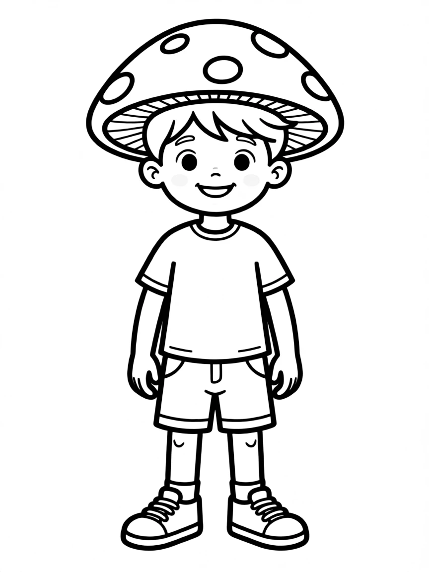 A boy with a mushroom cut (bowl cut).