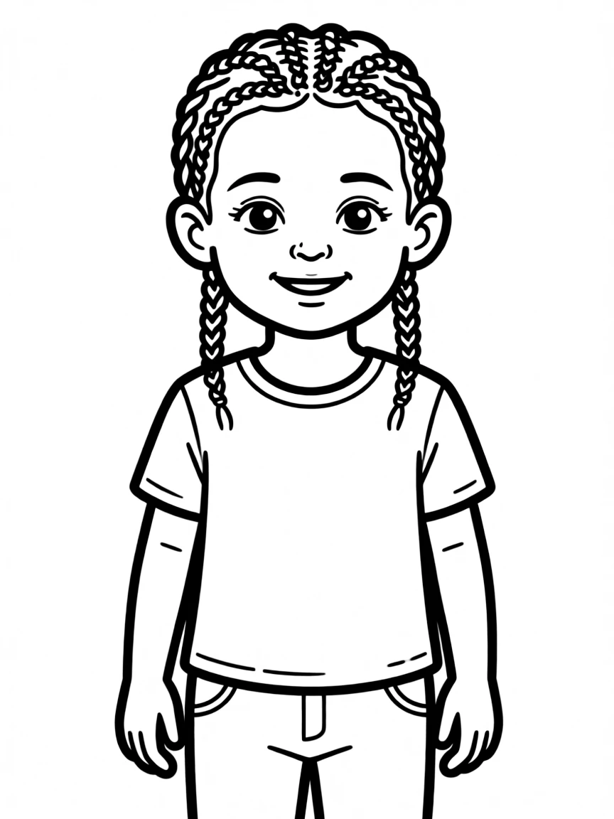 A child with cornrows, facing forward.
