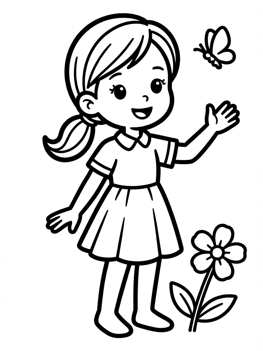 A girl with a low ponytail.