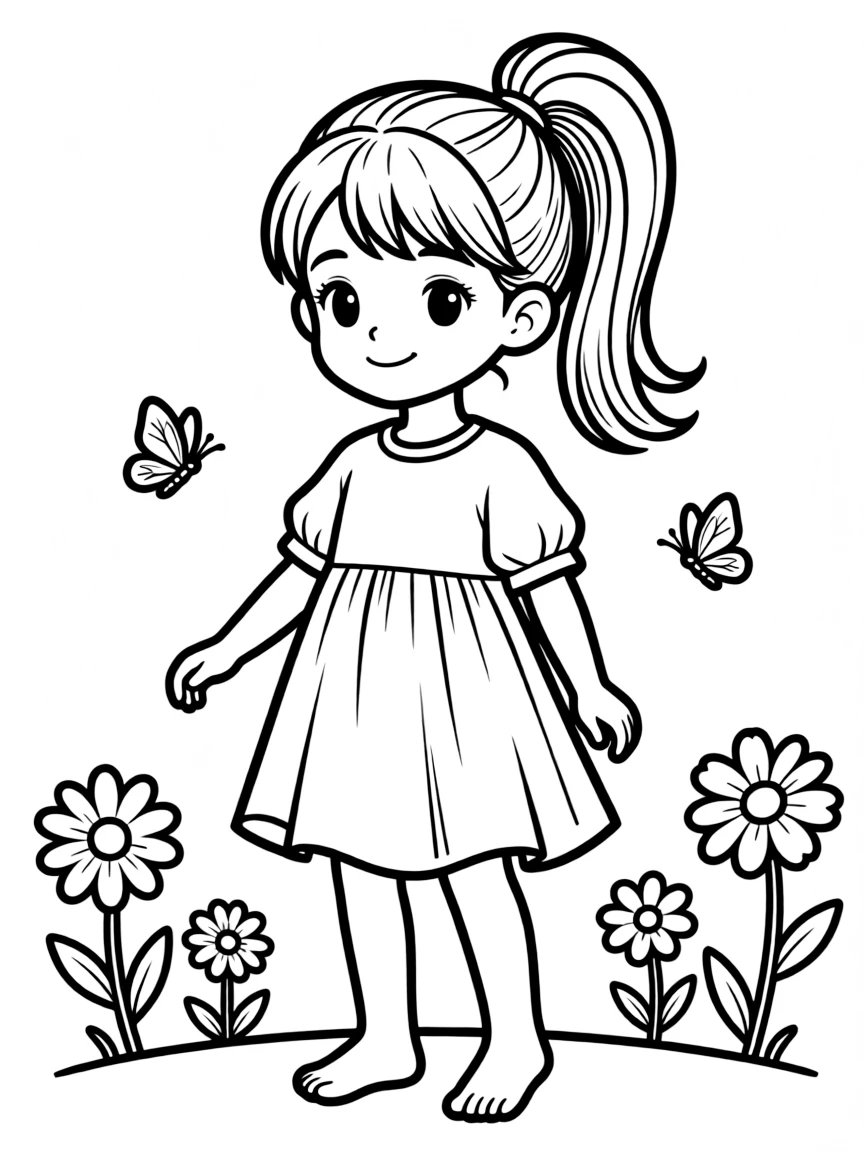 A girl with a high ponytail.